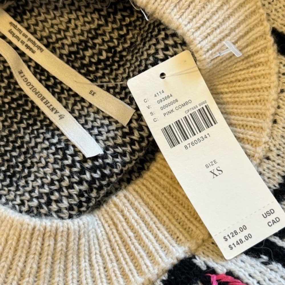 NWT Anthropologie Floral Pop Embroidered Sweater - Size S/XS Oversized XS - Picture 11 of 11